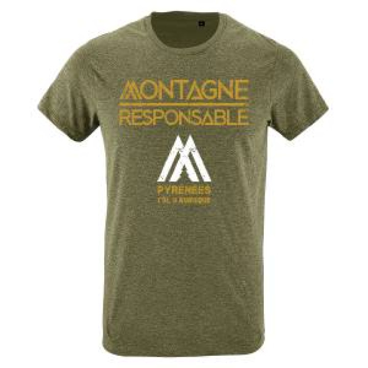 Tshirt unisexe Montagne Responsable Pyrénées Col dAubisque Kaki S