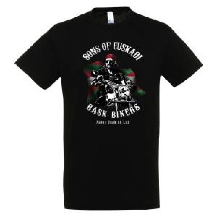 Tshirt unisexe Motard Drapeau Sons of Euskadi Bask Bikers Saint Jean de Luz Noir Profond XS