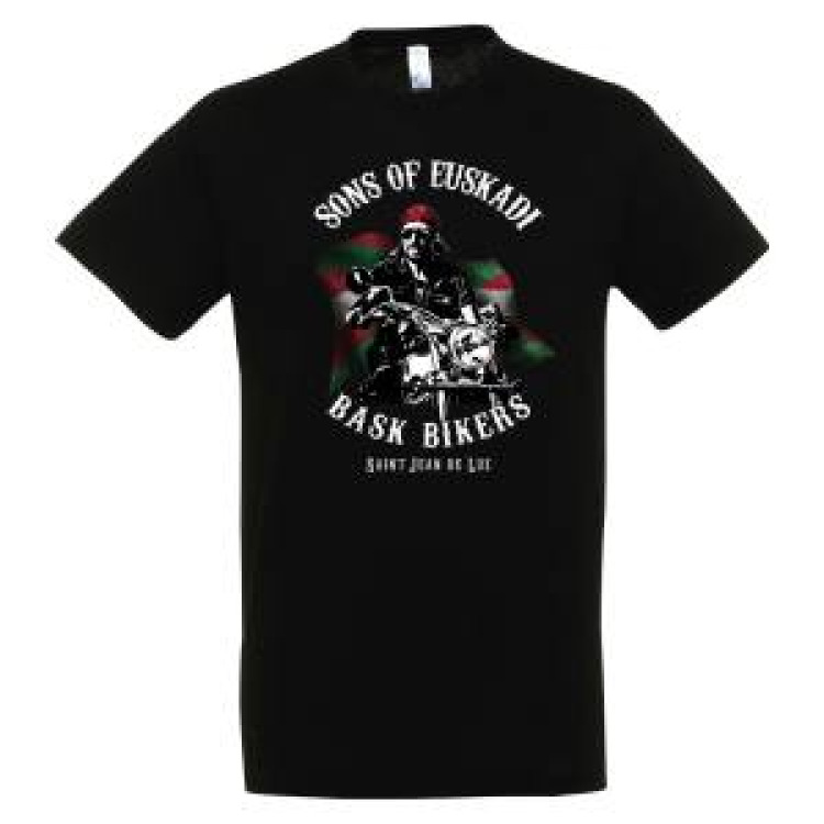 T-shirt unisexe Motard Drapeau Sons of Euskadi Bask Bikers Saint Jean de Luz Noir Profond L