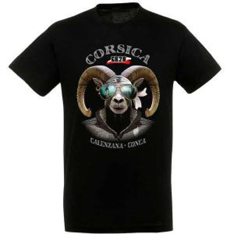 T-shirt unisexe Mouflon Lunettes Gr20 Corsica Noir Profond XXL