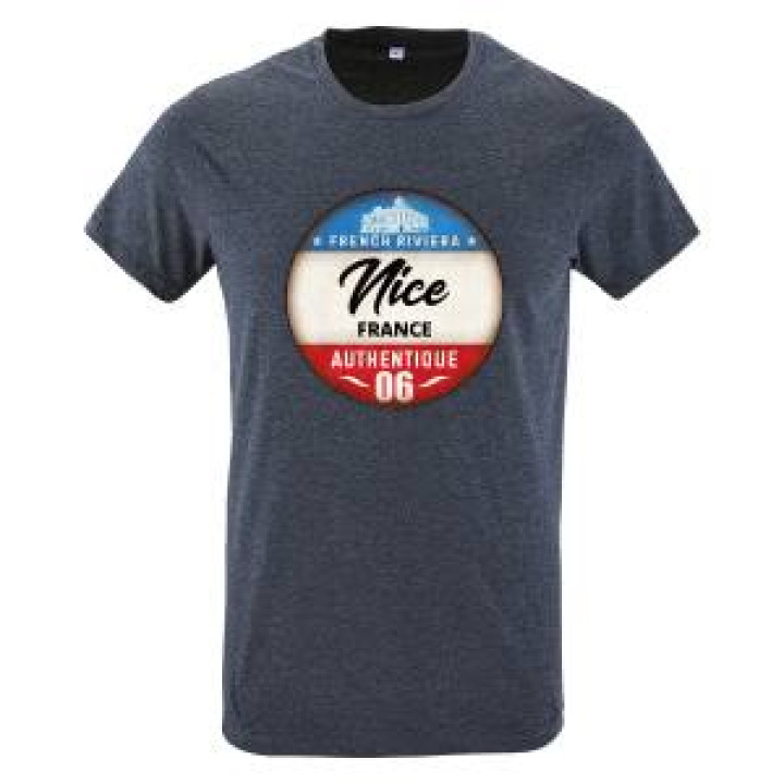 Tshirt unisexe Negresco en Ombre French Riviera Nice France Authentique 06 Denim XS