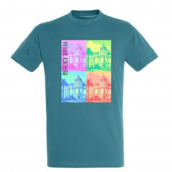 Tshirt unisexe Nice Pop art Bleu canard S