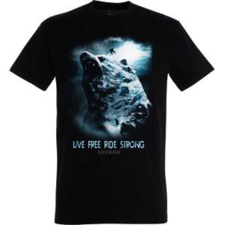 Tshirt unisexe Ours Live Free Ride Strong Luchon Noir Profond S