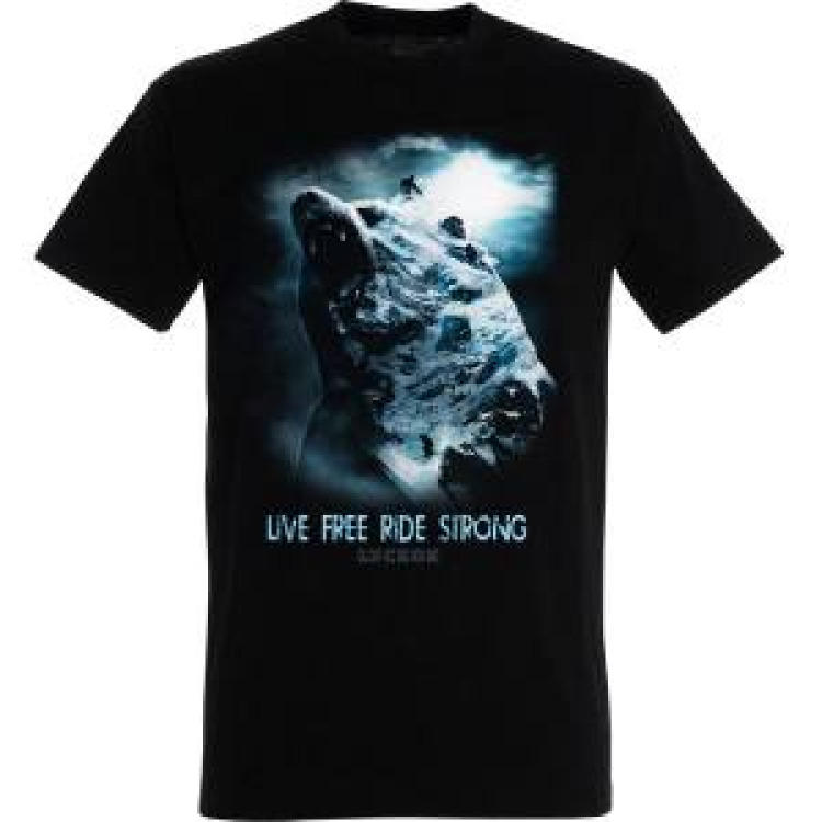 T-shirt unisexe Ours Live Free Ride Strong Luchon Noir Profond S