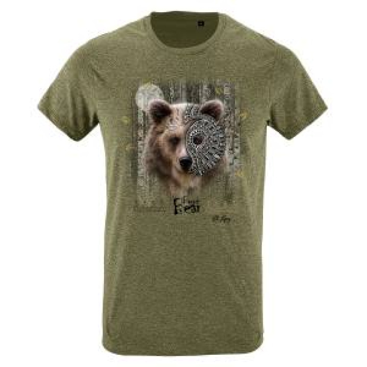 Tshirt unisexe Ours Native Tribes Saint Lary kaki chiné XS