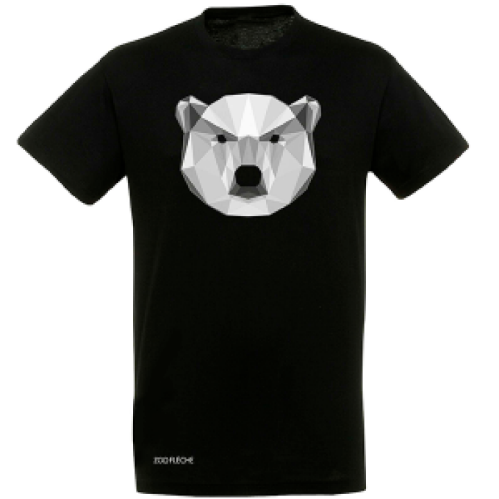 Tshirt unisexe Ours Polaire  transfert Blanc Zoo de la Flèche en Bas à droite Noir Profond S