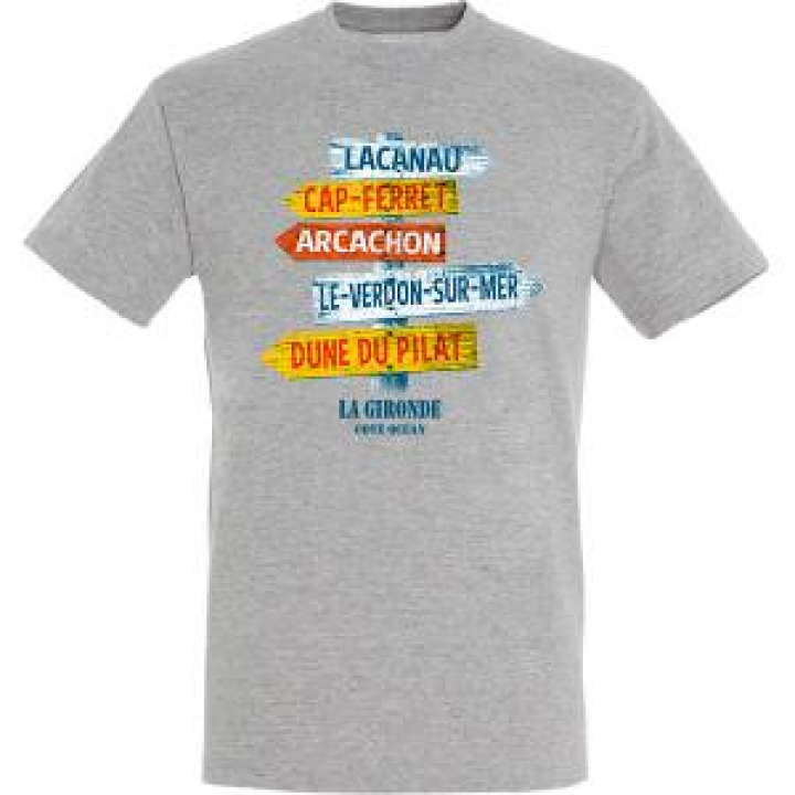 Tshirt unisexe Pancarte Dune du Pilat Gironde Gris Chiné XS