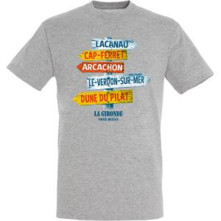 T-shirt unisexe Pancarte Dune du Pilat Gironde Gris Chiné S