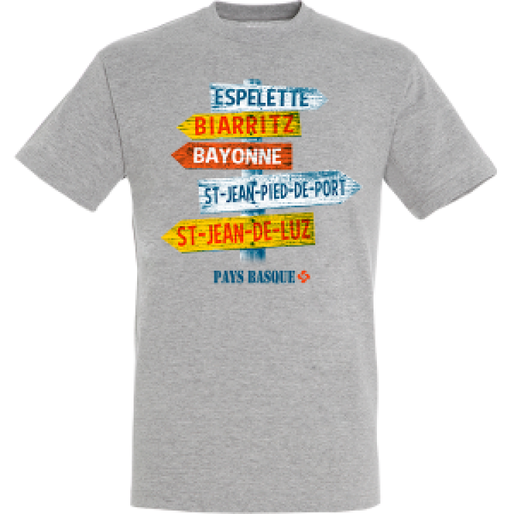 T-shirt unisexe Panneau Pays Basque Gris Chin&eacute; XS