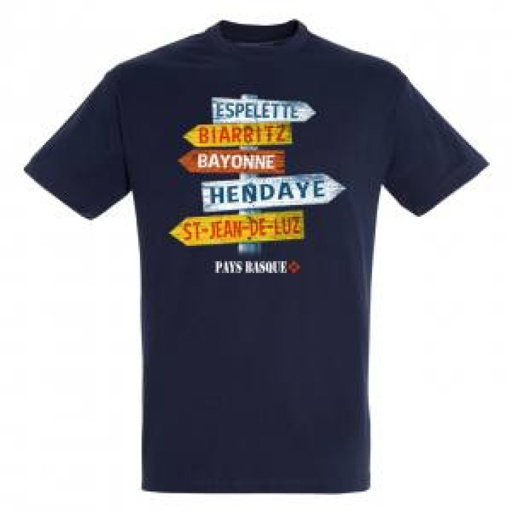 Tshirt unisexe Panneau Pays Basque Hendaye Marine M