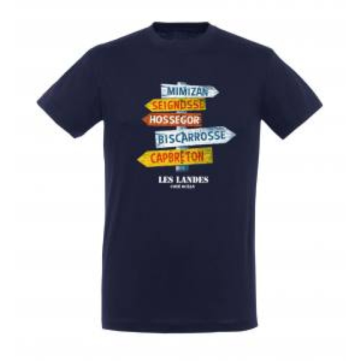 Tshirt unisexe Panneaux Capbreton Hossegor Seignosse Mimizan Biscarrosse Les Landes Marine XS