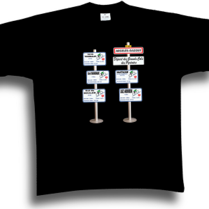 Tshirt unisexe Panneaux Grands Cols de Pyrénées Argelès Gazost Noir Profond S