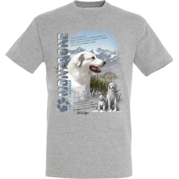 T-shirt unisexe Patou Payolle Col d&rsquo;Aspin Gris Chin&eacute; S