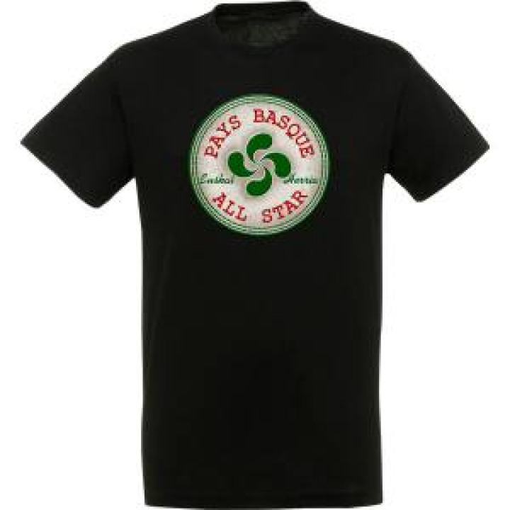 Tshirt unisexe Pays Basque All Star Croix Basque Noir Profond XS
