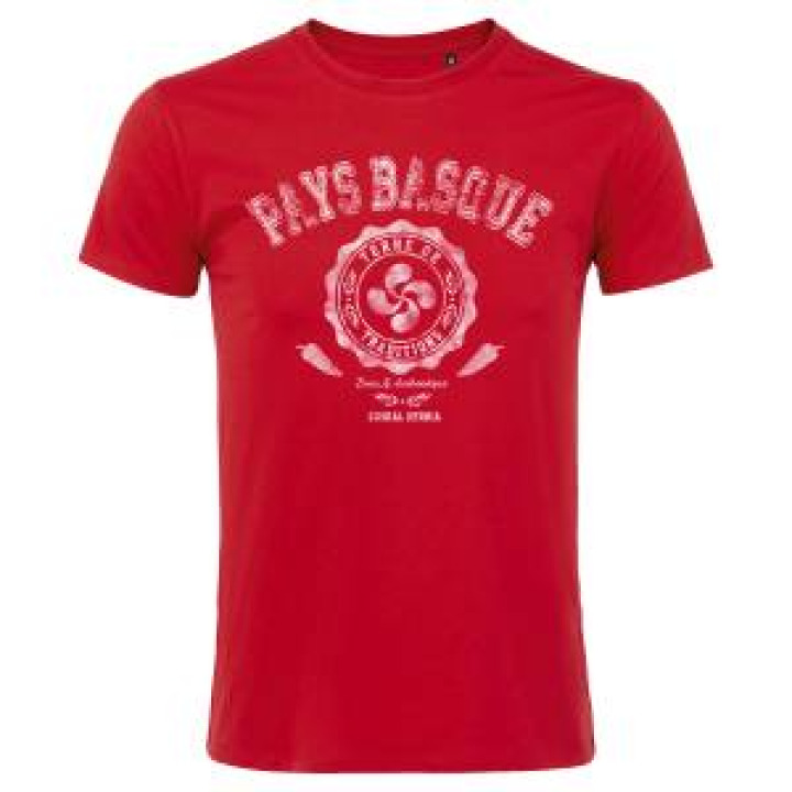 Tshirt unisexe Pays Basque Vintage Terre de Traditions Rouge S