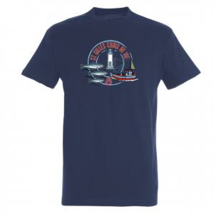 Tshirt unisexe Phare Sardines Bateau Saint Gilles Croix de Vie Bleu Royal S
