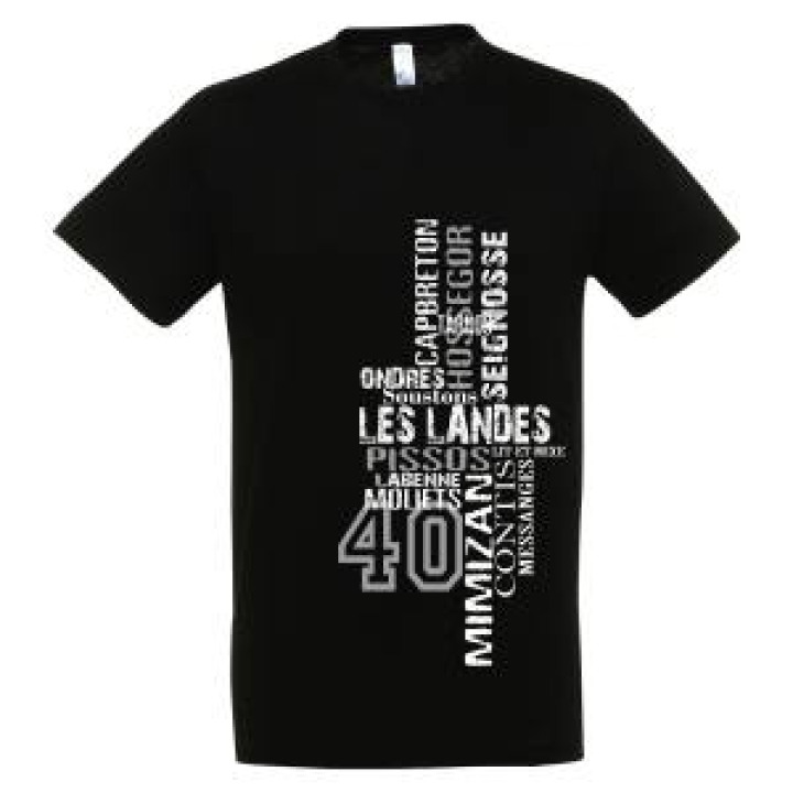 Tshirt unisexe Pissos 40 Les Landes Noir Profond S
