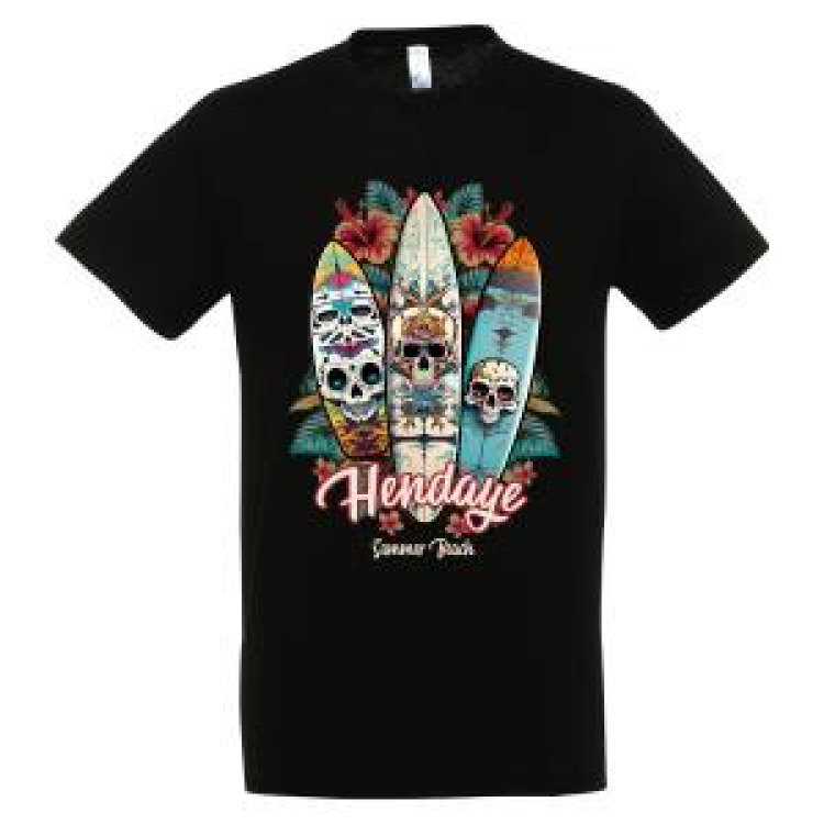 T-shirt unisexe Planches de Surfs Hendaye Noir Profond L