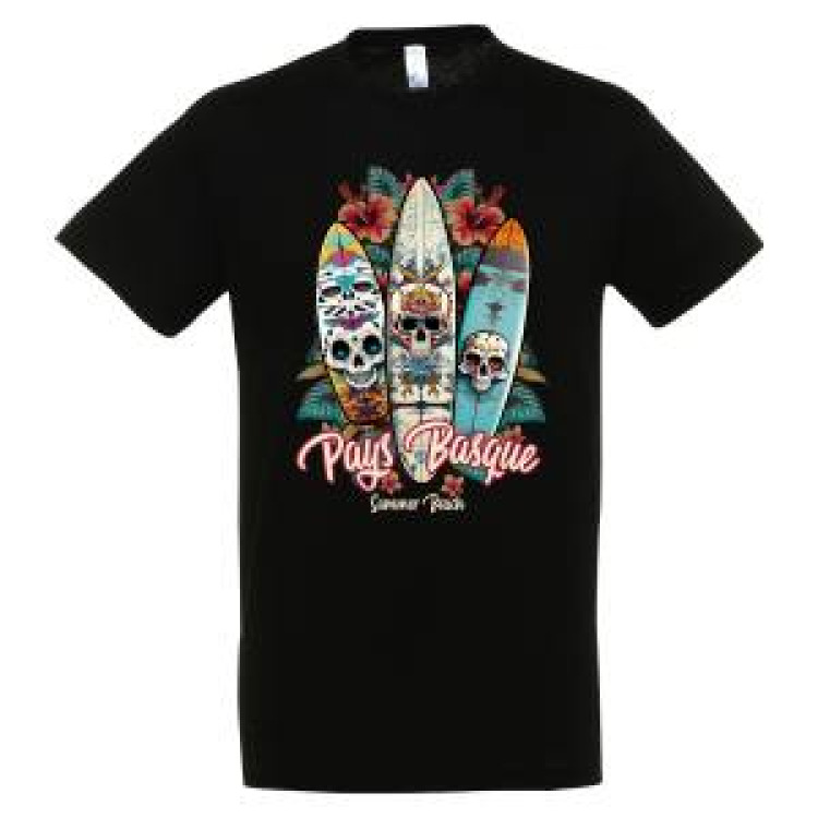 T-shirt unisexe Planches de Surfs Pays Basque Noir Profond XS