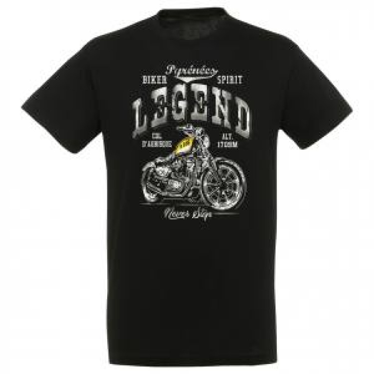 T-shirt unisexe Pyrénées Légende Biker Col d’Aubisque Noir Profond XL