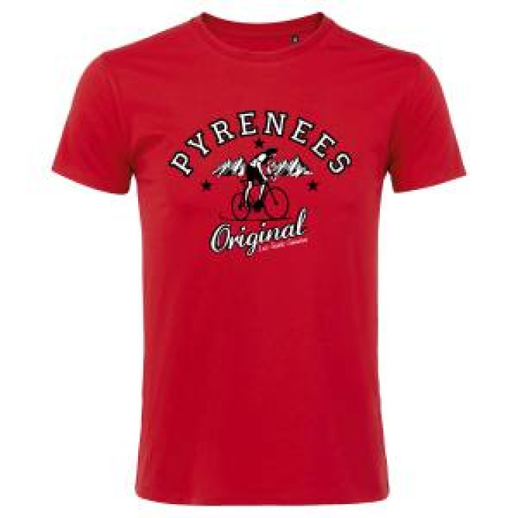 T-shirt unisexe Pyrénées Original Cylcliste Luz Saint Sauveur Rouge S