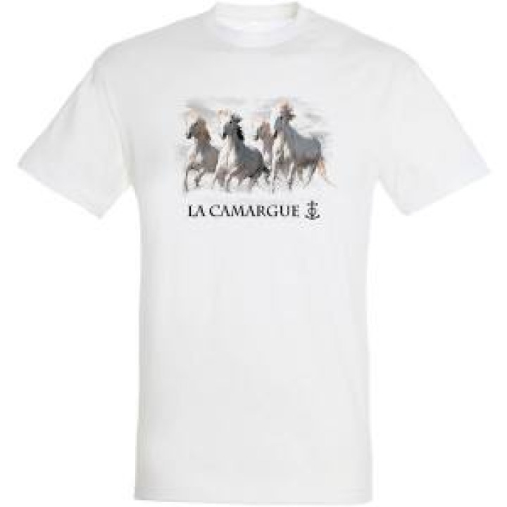 Tshirt unisexe Quatre Chevaux dans leau Blanc M