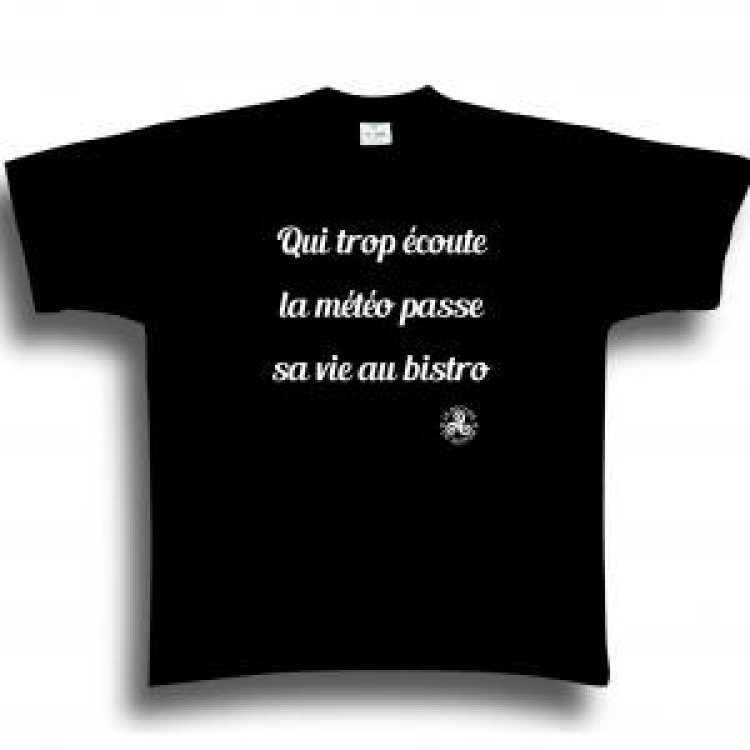 T-shirt unisexe Qui Trop Ecoute la M&eacute;t&eacute;o... Noir Profond L