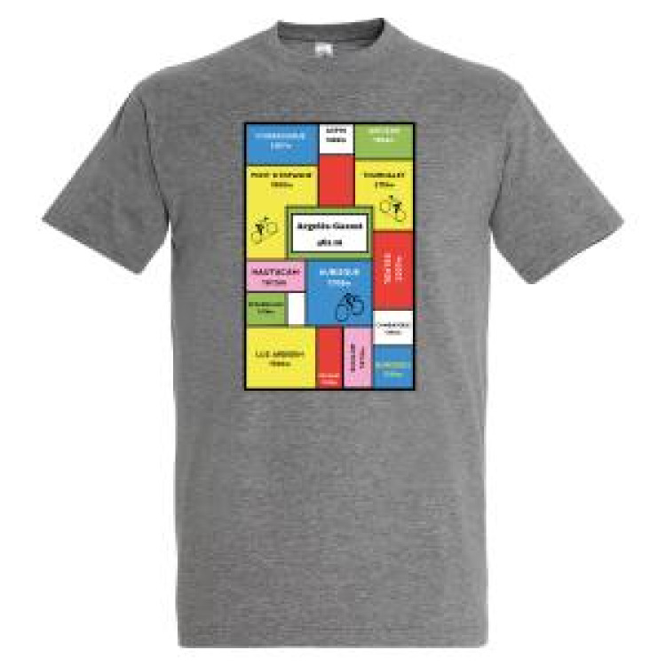 T-shirt unisexe Rectangle Multi-Vue Cols Argelès Gazost Gris Chiné S