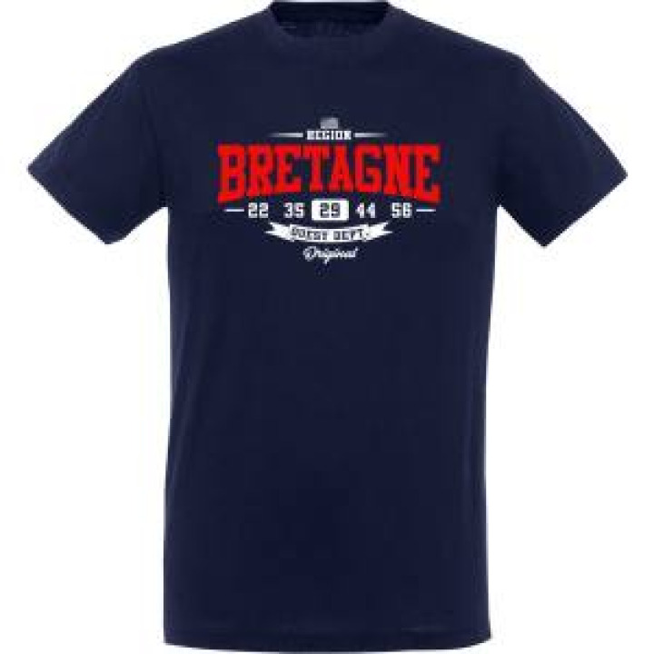 Tshirt unisexe Région Ouest Dept Bretagne en Rouge Finistère Marine S