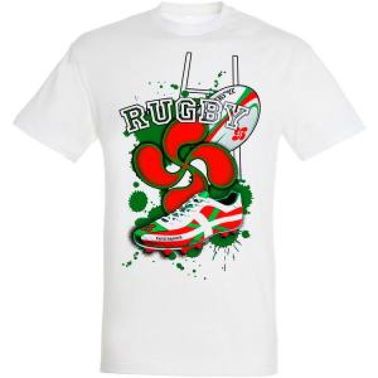 T-shirt unisexe Rugby Chaussure Pays Basque Blanc XS