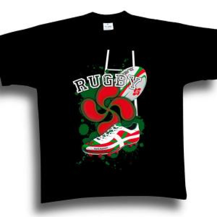 T-shirt unisexe Rugby Chaussure Pays Basque Noir Profond XS