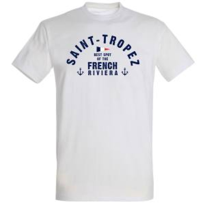 Tshirt unisexe Saint Tropez Best Spot of the French Riviera Blanc S