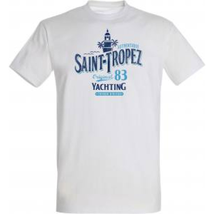 T-shirt unisexe Saint Tropez (Le Clocher de Saint Tropez) Original 83 Yachting French Riviera Blanc S