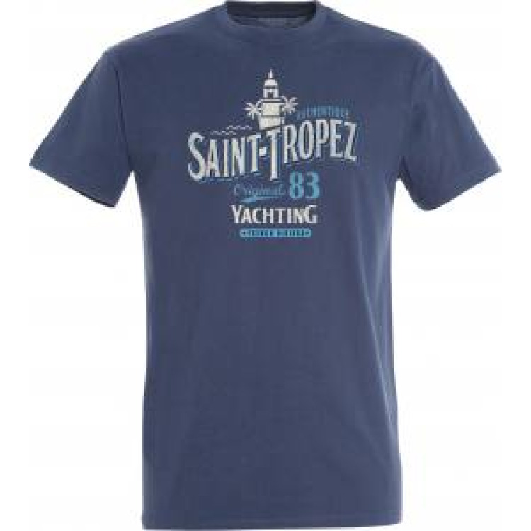 T-shirt unisexe Saint Tropez (Le Clocher de Saint Tropez) Original 83 Yachting French Riviera Denim S
