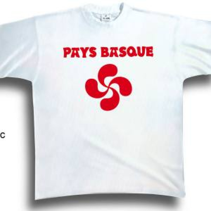Tshirt unisexe Sérigraphie Pays Basque Croix Basque Blanc sur Tshirt Rouge Rouge sur Tshirt Blanc Blanc M