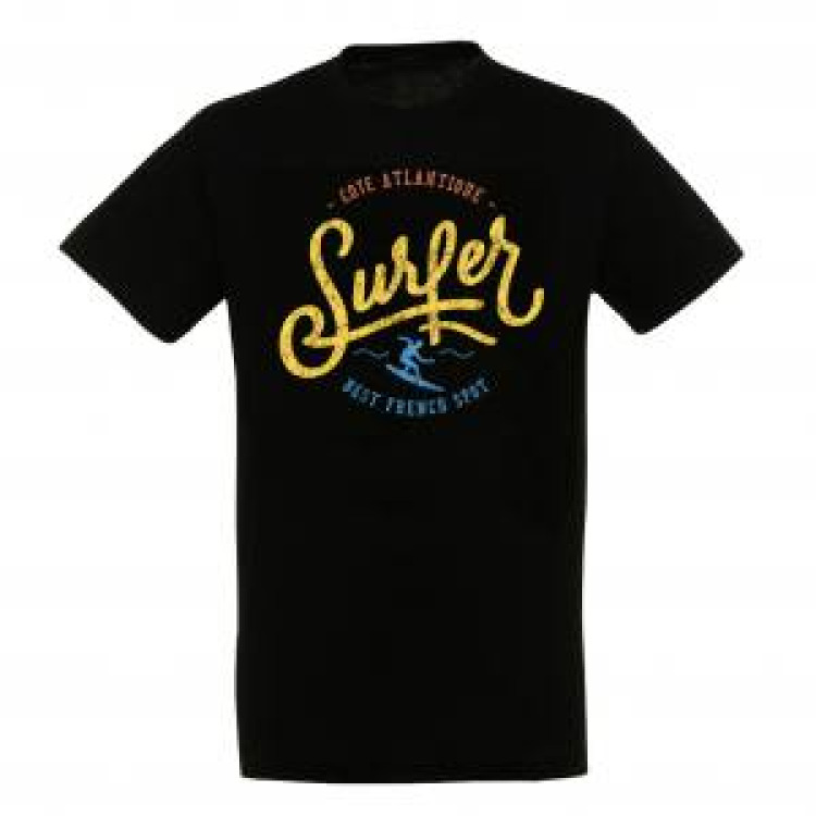 T-shirt unisexe Surfer Côte Atlantique Noir Profond XS