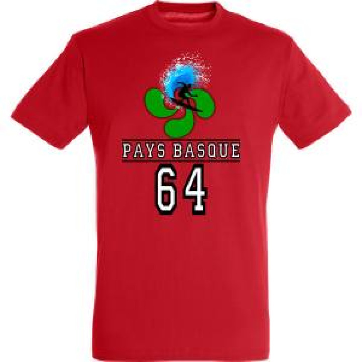 Tshirt unisexe Surfeur Croix Basque Pays Basque 64 Bleu Atoll S