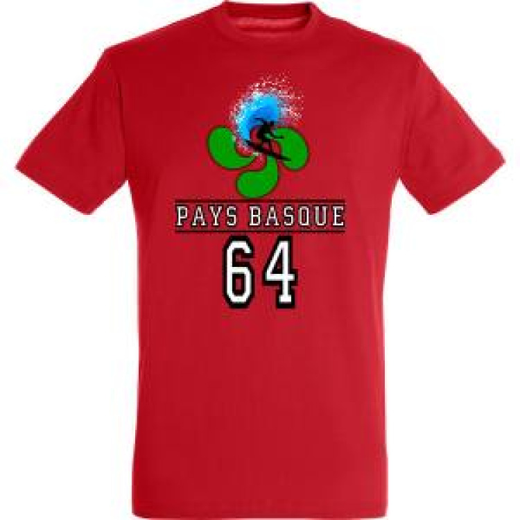 T-shirt unisexe Surfeur Croix Basque Pays Basque 64 Noir Profond M