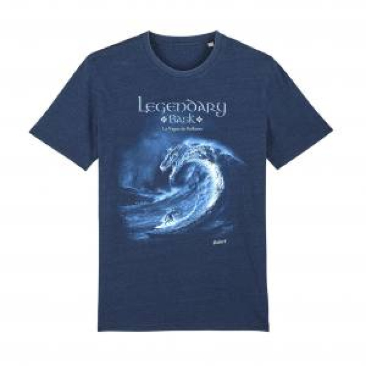 Tshirt unisexe Surfeur Vague Dragon Bask Bidart Denim Chiné XS