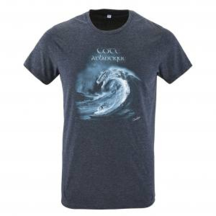 T-shirt unisexe Surfeur Vague Dragon Côte Atlantique Soulac Denim Chiné XL