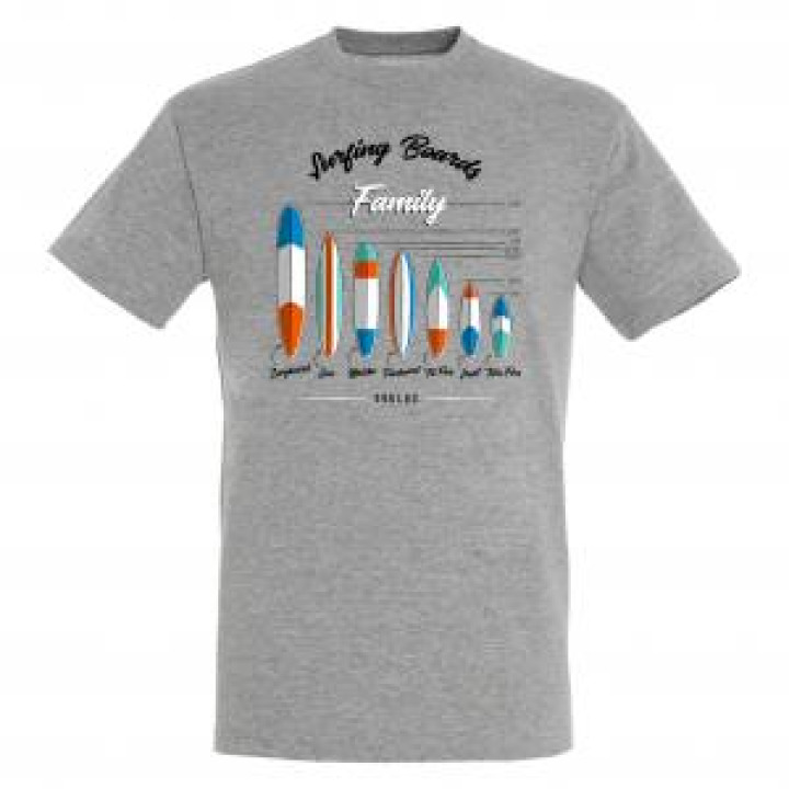 Tshirt unisexe Surfing Boards Family Soulac Gris Chiné S