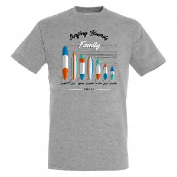 T-shirt unisexe Surfing Boards Family Soulac Gris Chiné L