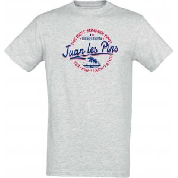 T-shirt unisexe The Best Summer Spot Juan les Pins Blanc Chiné L