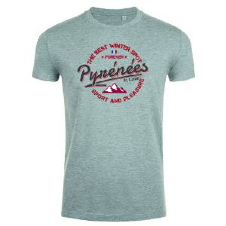 Tshirt unisexe The Best Winter Spot Pyrénées Alt 2500m Gris Chiné S