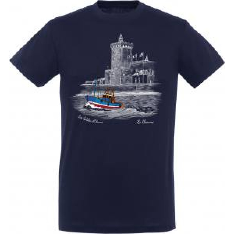 T-shirt unisexe Tour et Bateau Pêcheurs de Couleurs les Sables d’Olonne Chaume Marine XL