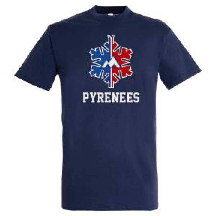 Tshirt unisexe Transfert Flocon Bleu Blanc Rouge avec M Pyrénées Denim XS