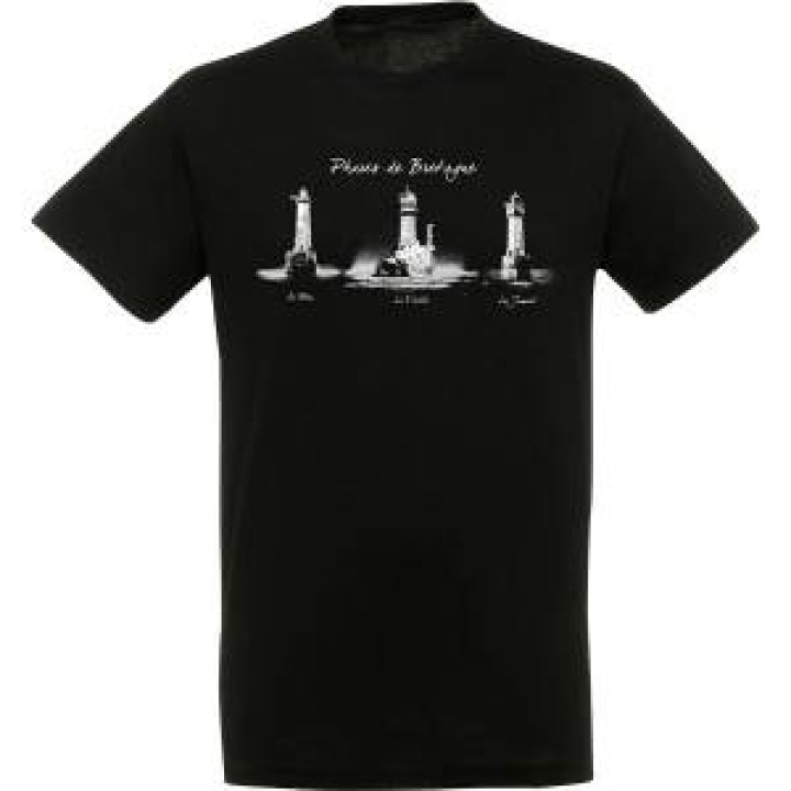 Tshirt unisexe Trois Phares de Bretagne Bb17647a799 Noir Profond XS