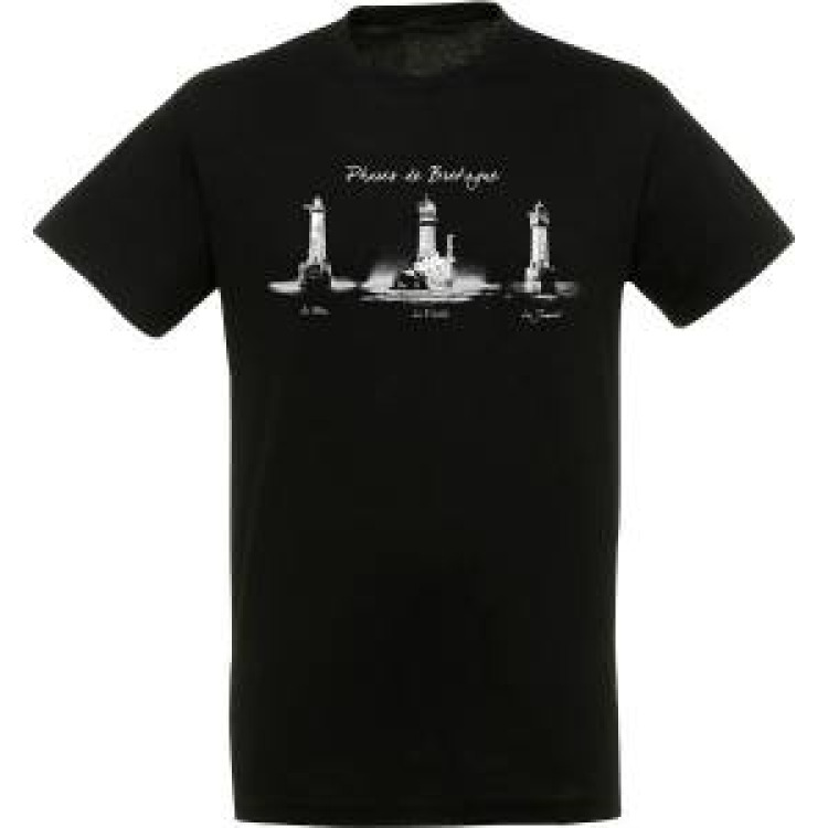 T-shirt unisexe Trois Phares de Bretagne (Bb17647a799) Noir Profond M