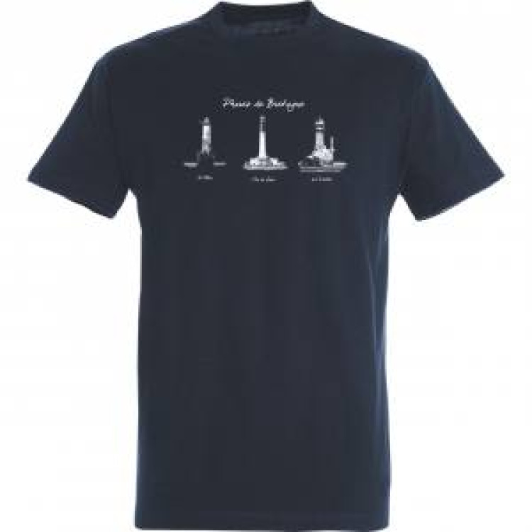 T-shirt unisexe Trois Phares de Bretagne Gris Chin&eacute; M