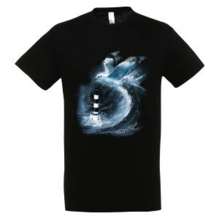 Tshirt unisexe Vague Mouette Phare de Chassiron Île dOléron Noir Profond S